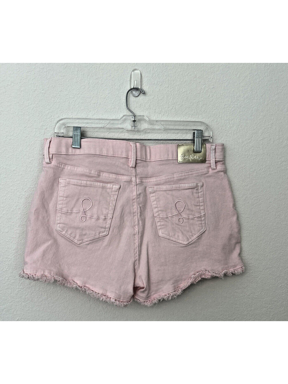 Lilly Pulitzer South Ocean High Rise Jean Shorts Cherry Blossom Pink Size 10 - Picture 3 of 6